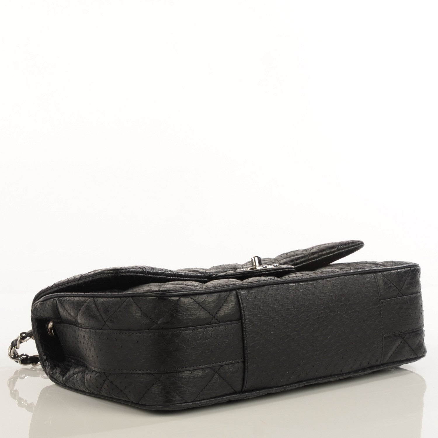 Chanel Elaphe Snakeskin Jumbo Easy Carry Flap Black 4 of 9