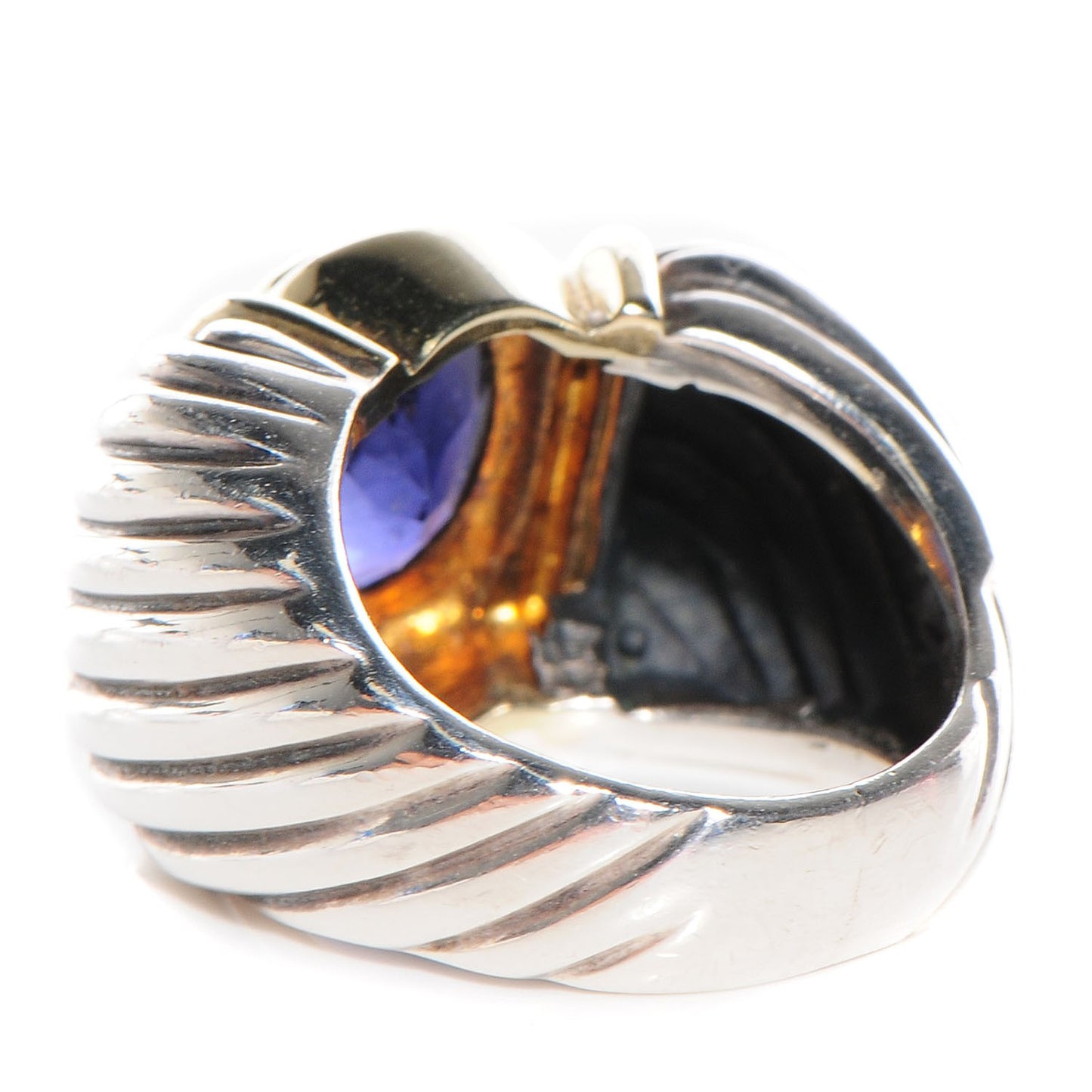 Sterling Silver 14k Yellow Gold Amethyst Renaissance Ring 49.5 4.75