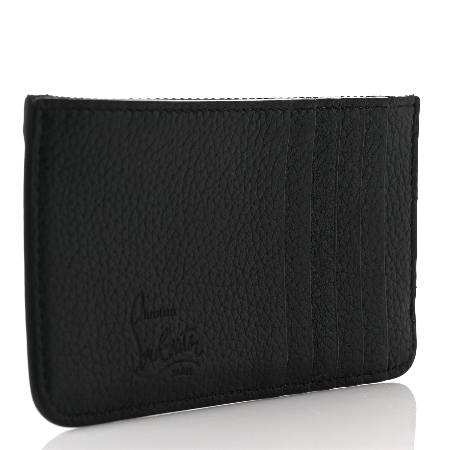 Christian Louboutin Grained Calfskin Spikes Zip Card Holder Black 3 of 8