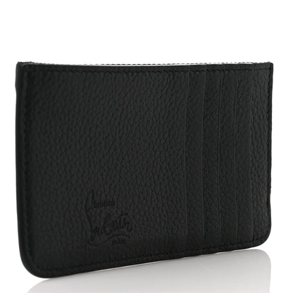 Christian Louboutin Grained Calfskin Spikes Zip Card Holder Black 3 of 8