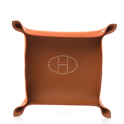Hermes Taurillon Clemence Felt Bridge Mises et Relances Change Tray Orange Fauve 3 of 6