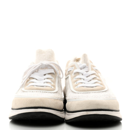 Chanel Fabric Calfskin Suede CC Womens Sneakers 40 White 2 of 8