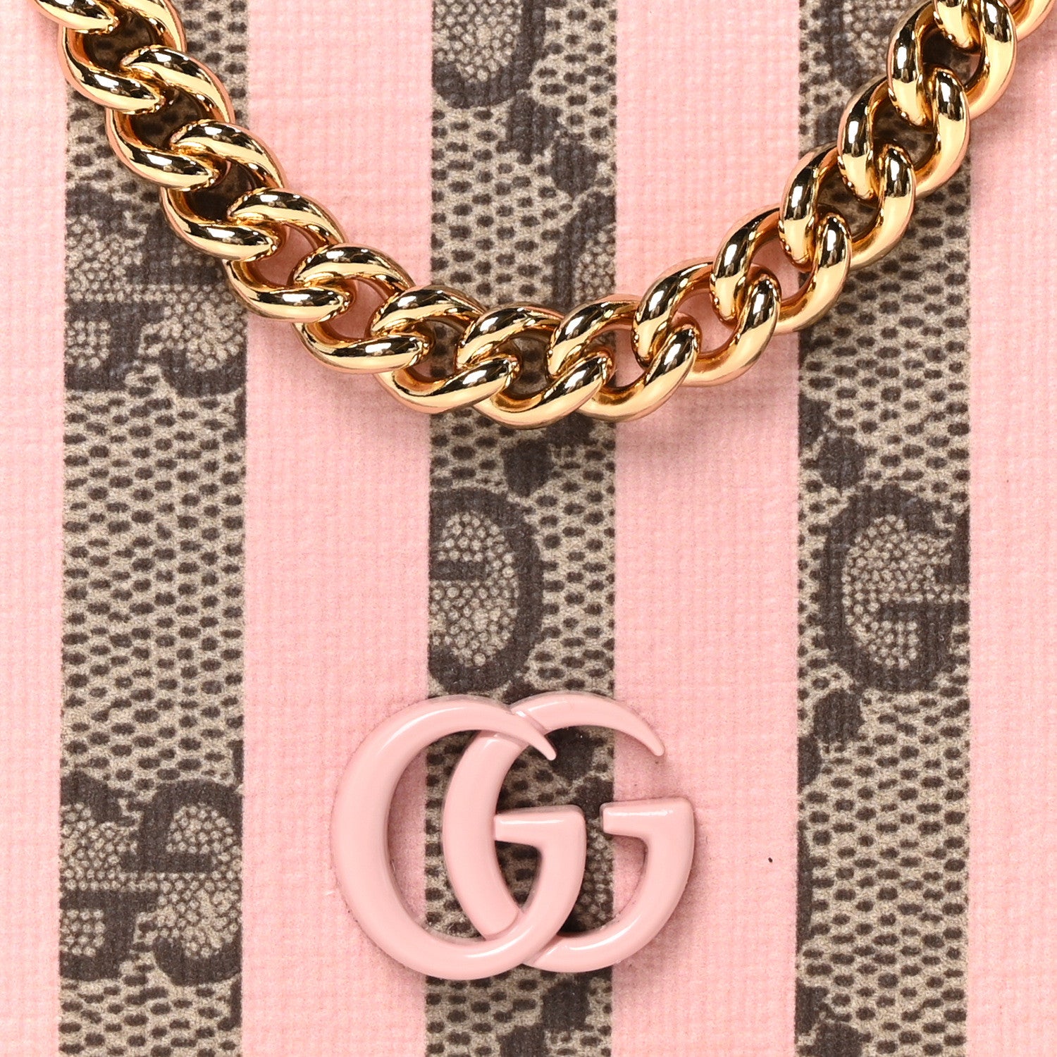 Gucci GG Supreme Monogram Vitello Eclipse Ice Cream Stripes GG Marmont Chain Wallet Beige Ebony Perfect Pink 7 of 9