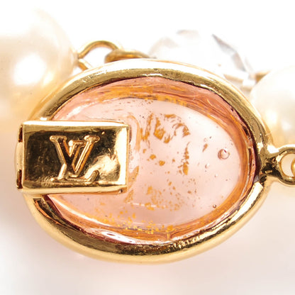 Louis Vuitton Glass Bead Faux Pearl Necklace Pink Gold 3 of 4