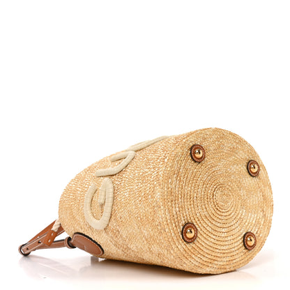 Gucci Straw Calfskin Small Logo Bucket Bag Natural Tan 4 of 10