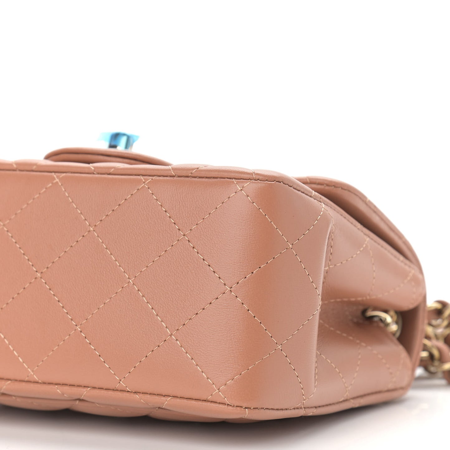 Lambskin Quilted Mini Square Flap Brown