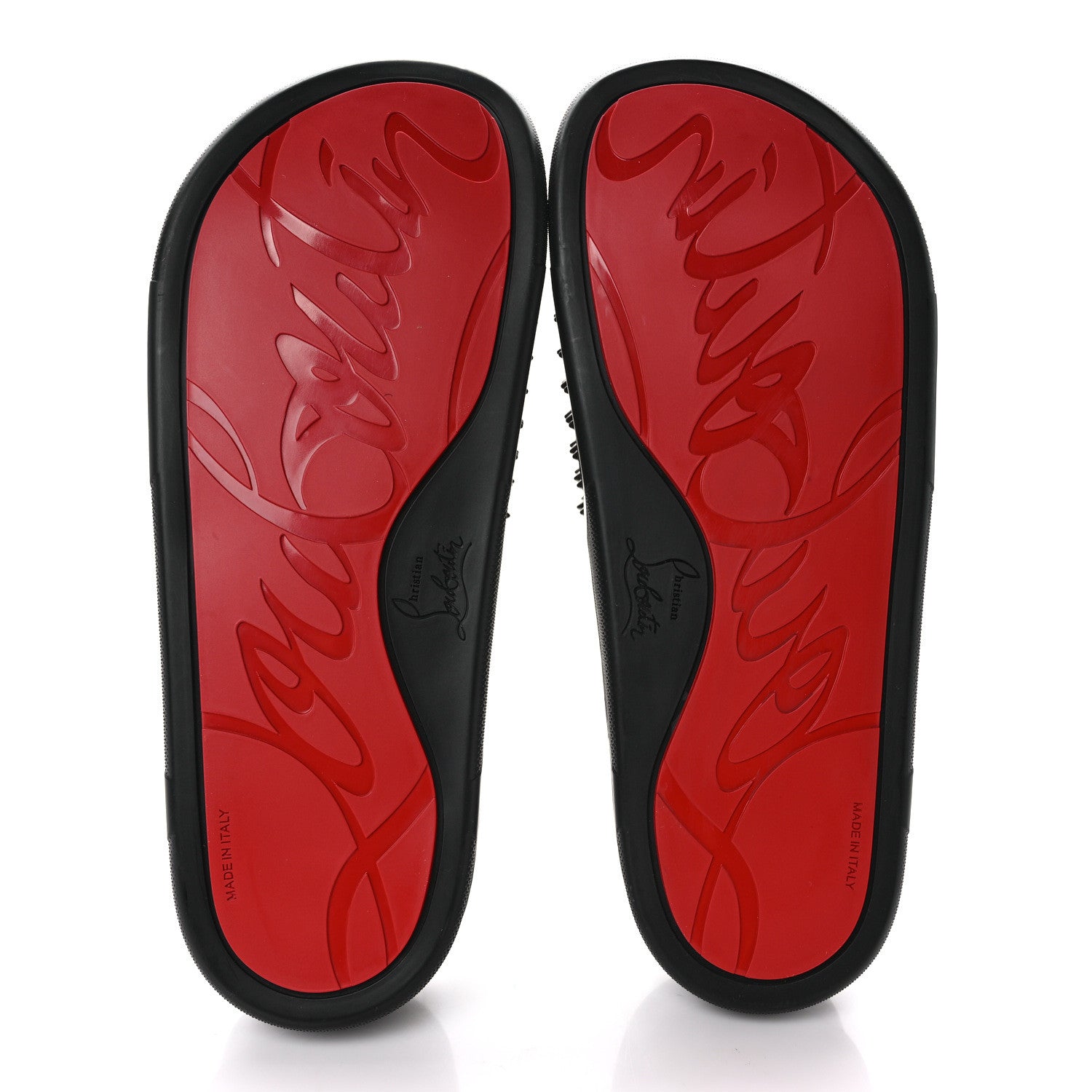 Christian Louboutin Calfskin Studded Mens Pool Fun Platform Flat Slide Sandals 43 Black 5 of 8