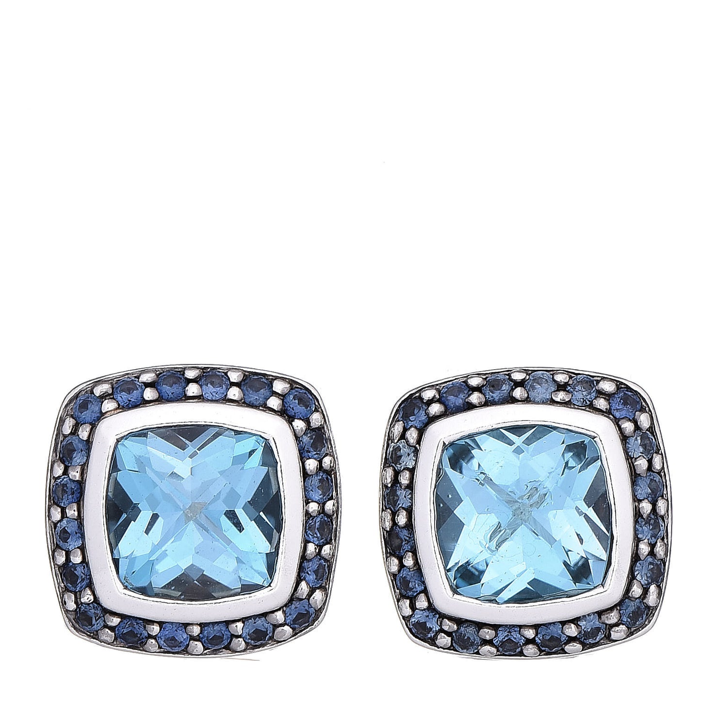 Sterling Silver Blue Topaz Blue Sapphire 7mm Petite Albion Earrings