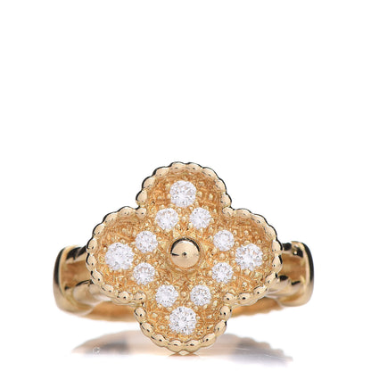 Van Cleef & Arpels 18K Yellow Gold Diamond Vintage Alhambra Ring 50 5.25 1 of 6