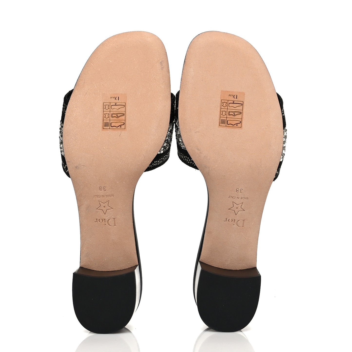 Canvas Crystal Embroidered Dway 40mm Slide Sandals 38 Black