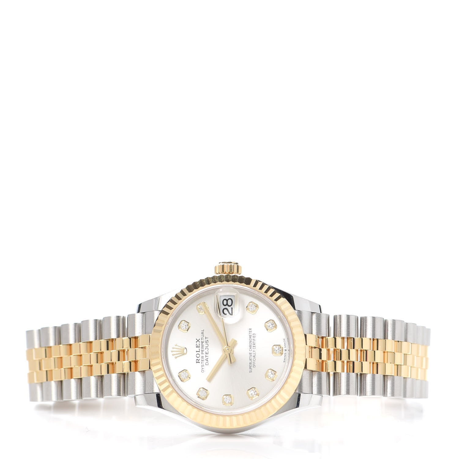 Rolex Stainless Steel 18K Yellow Gold Diamond 31mm Oyster Perpetual Datejust Watch Silver 278273 2 of 7
