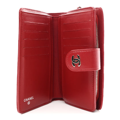 Chanel Lambskin Quilted CC French Wallet Red 5 of 9