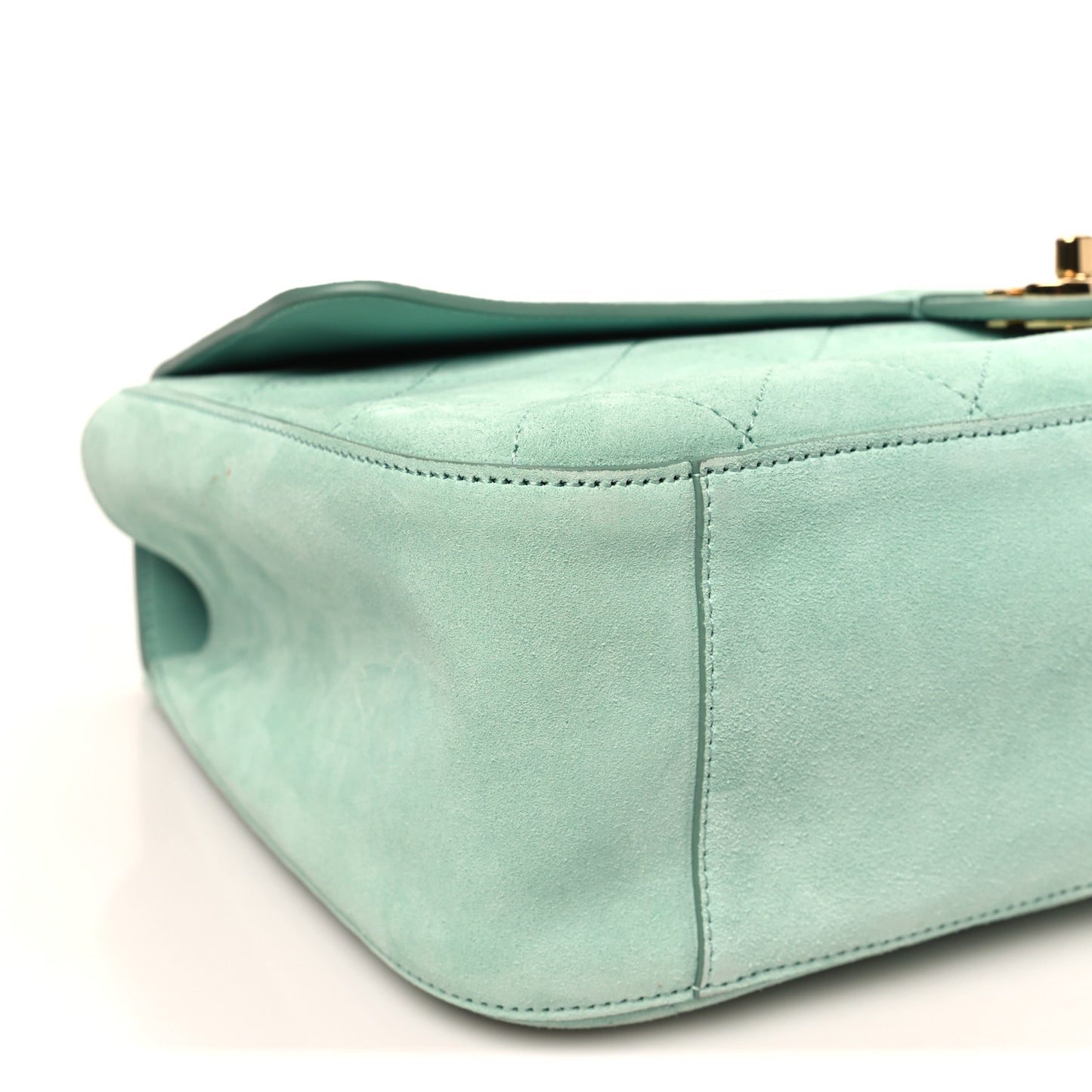 Suede Calfskin Small Souplissimo Maxi Flap Green