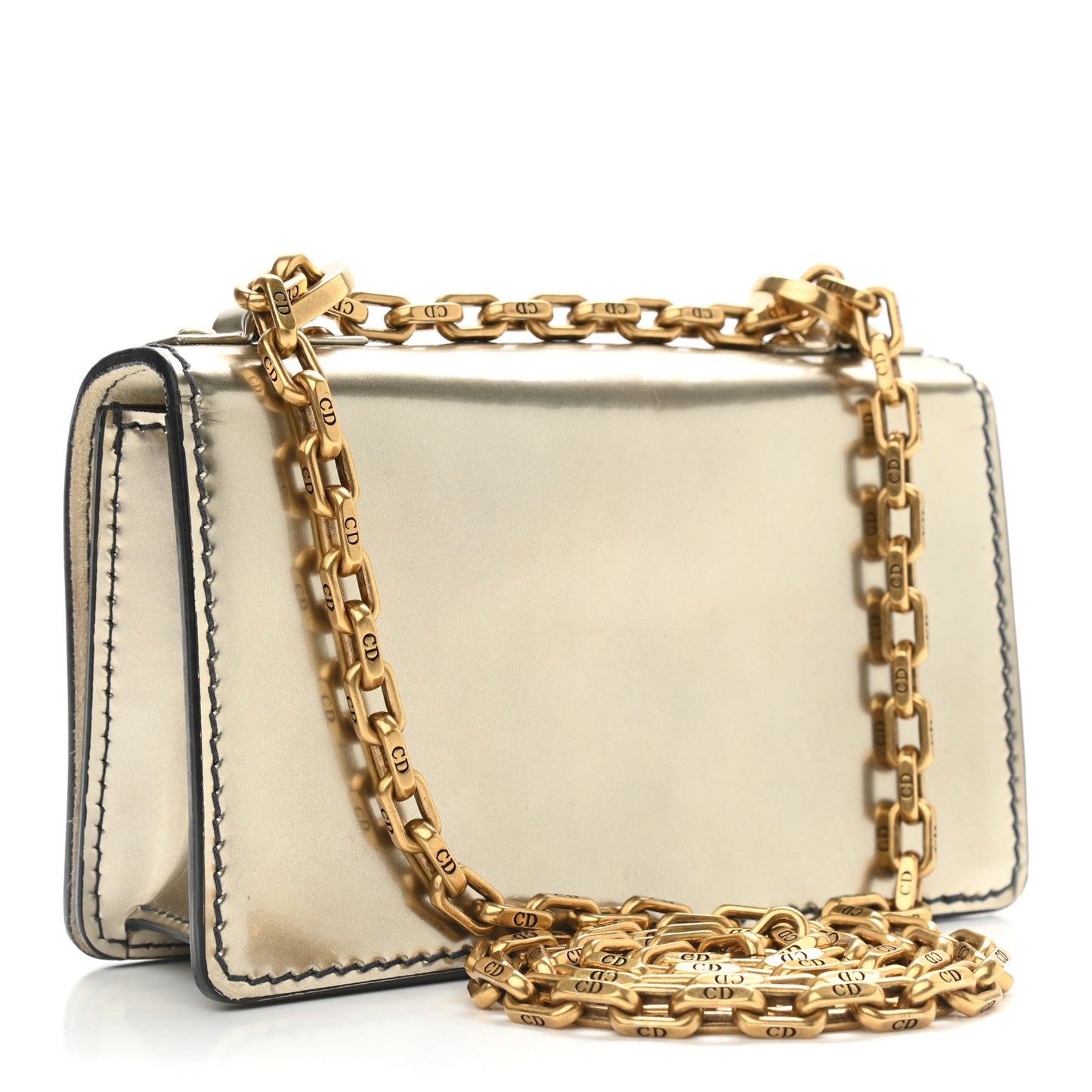 Metallic Calfskin J'Adior Chain Flap Bag Bronze