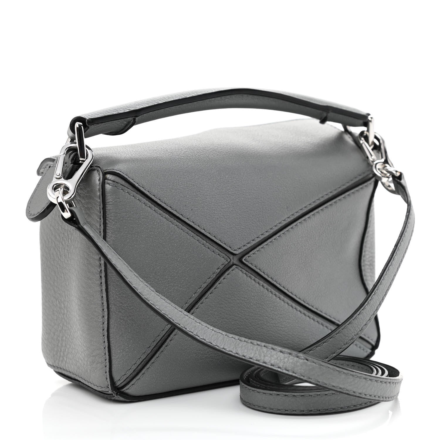 Loewe Metallic Calfskin Mini Puzzle Bag Gunmetal 3 of 11