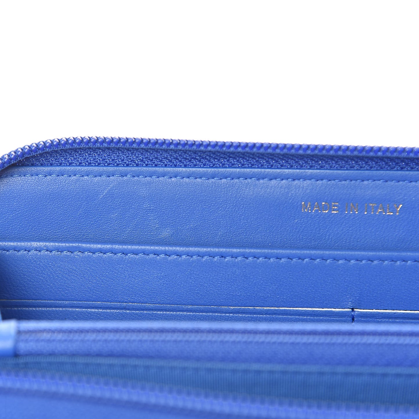 Lambskin Quilted Boy Zip Around Wallet Blue