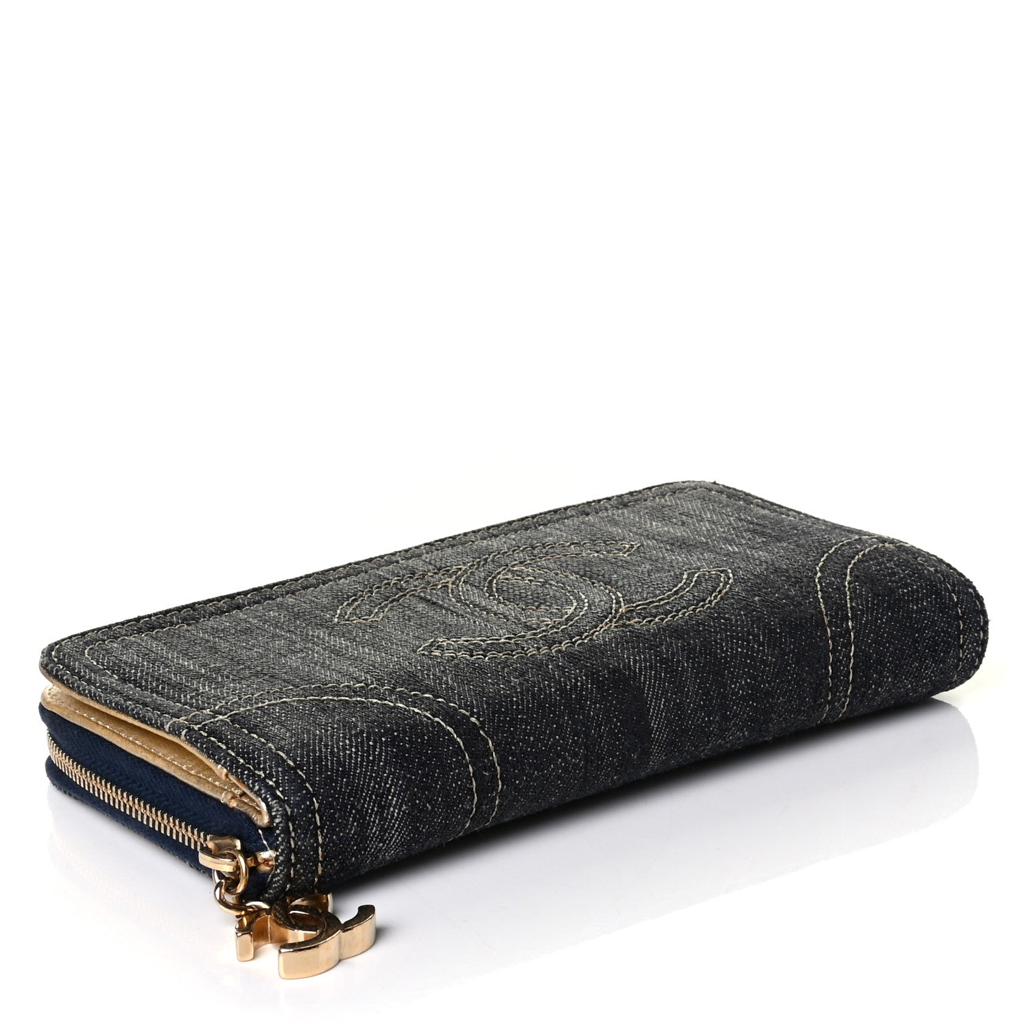 Chanel Denim CC Zip Around Wallet 3 of 9