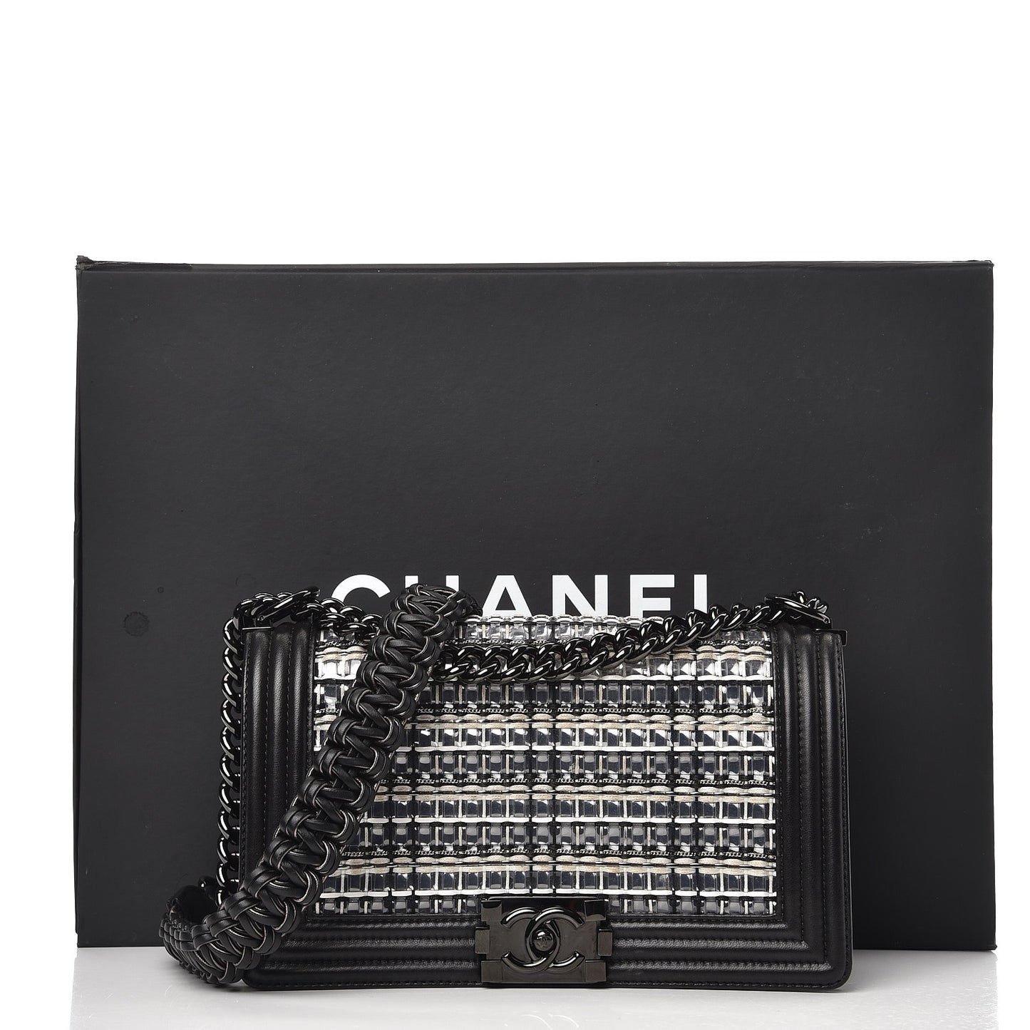 PVC Thread Woven Medium Boy Flap Black
