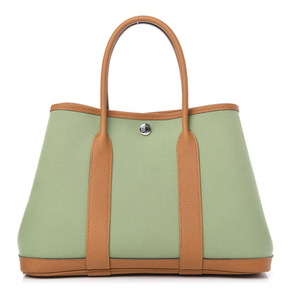 Hermes Toile Vache Garden Party Tote 30 Vert Criquet Caramel 1 of 9