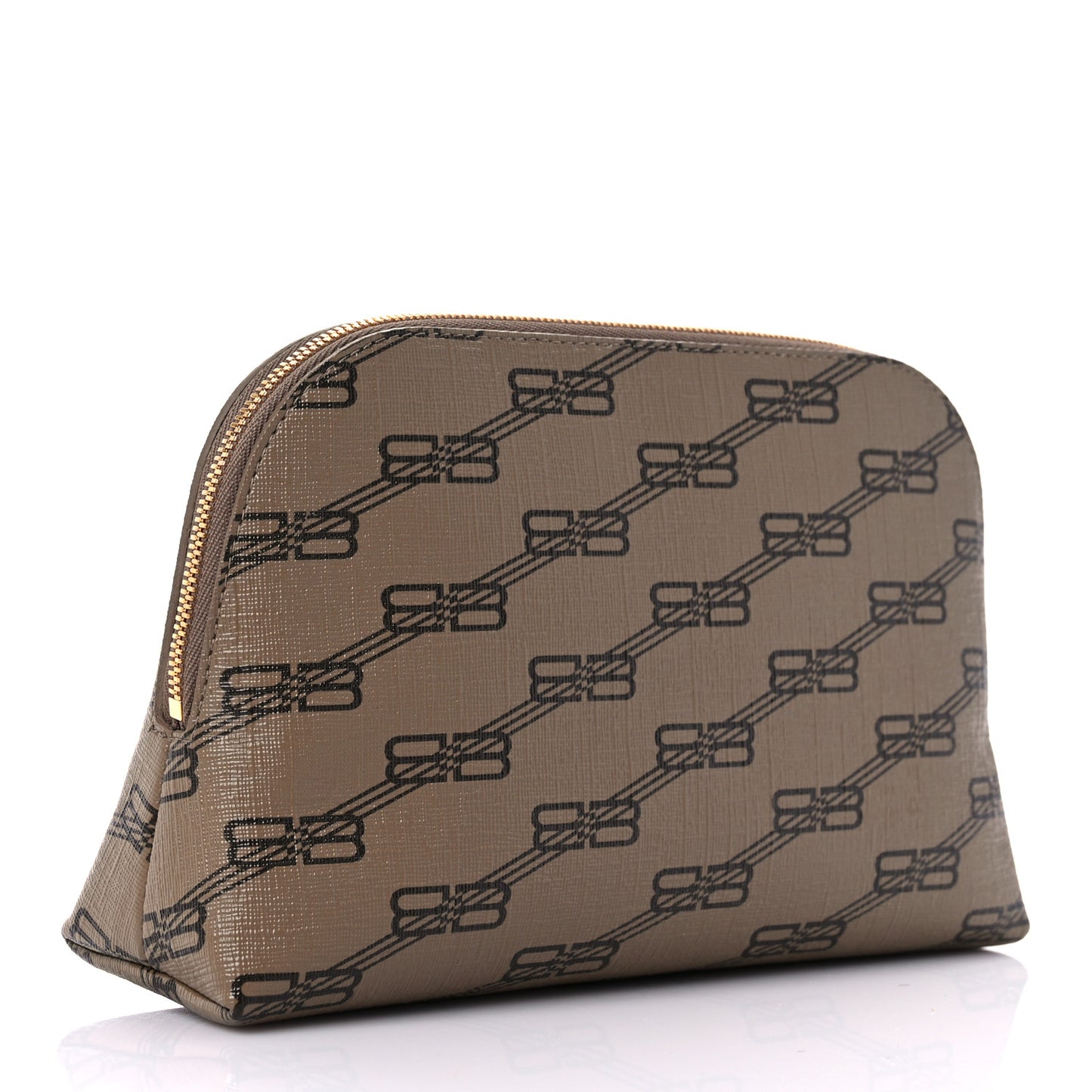 Coated Canvas BB Monogram Signature Toiletry Pouch Beige Brown