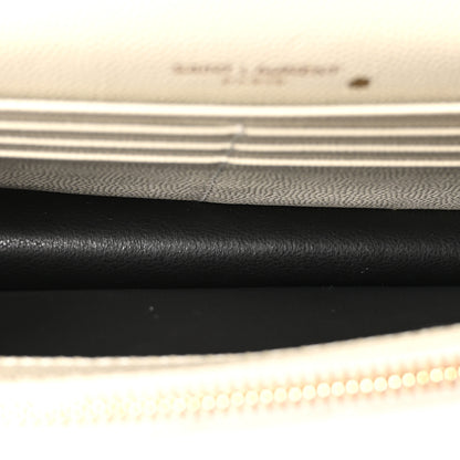 Saint Laurent Grain De Poudre Matelasse Chevron Monogram Envelope Chain Wallet Crema Soft 5 of 10