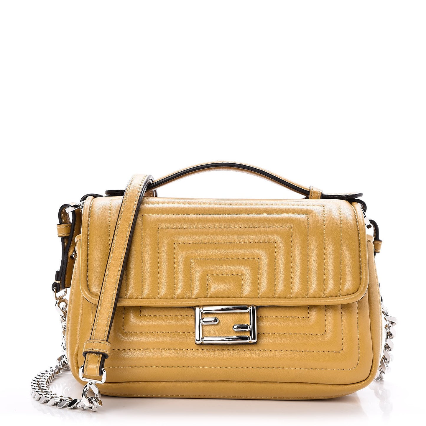 Shiny Nappa Trapuntata Micro Double Baguette Amber