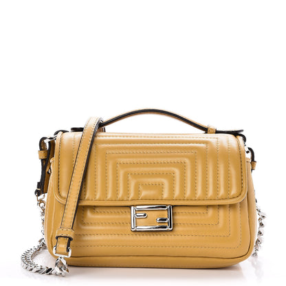 Fendi Shiny Nappa Trapuntata Micro Double Baguette Amber 1 of 8
