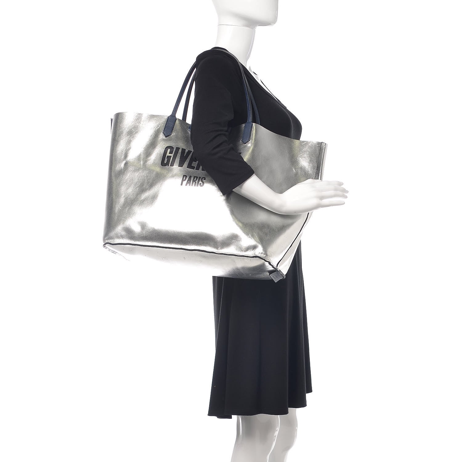 Givenchy Metallic Calfskin Suede Ombre Large Reversible Antigona Tote Blue Silver 2 of 25
