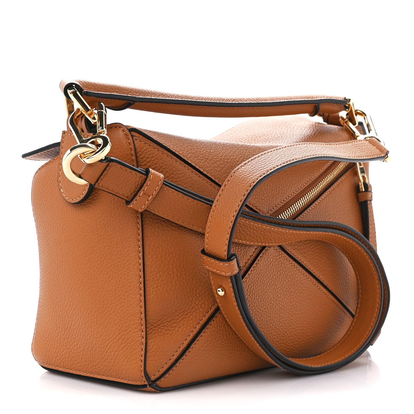 Grained Calfskin Small Puzzle Bag Tan
