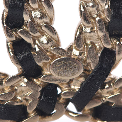 Chanel Lambskin Crystal Vintage Allure CC Chain Brooch Black Gold 4 of 5