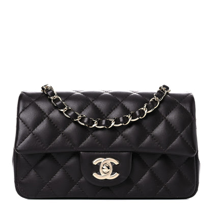 Chanel Lambskin Quilted Mini Rectangular Flap Dark Brown 1 of 11
