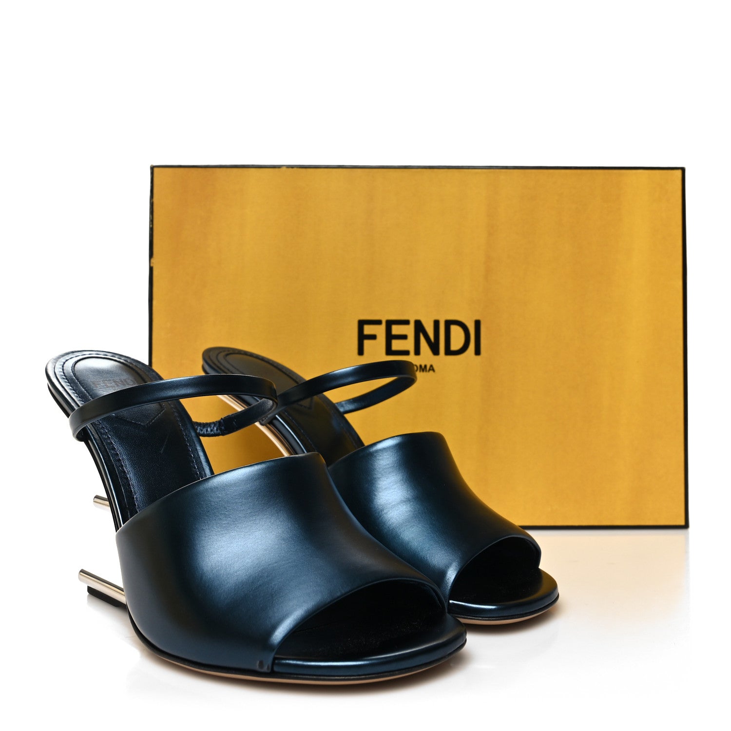 Fendi Metallic Calfskin Fendi First 95mm Slide Sandals 37.5 Perfect 8 of 8