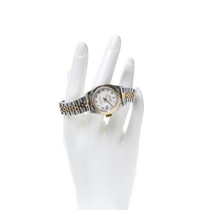 Rolex Stainless Steel 18K Yellow Gold 26mm Oyster Perpetual Datejust Watch White Roman 79173 2 of 7