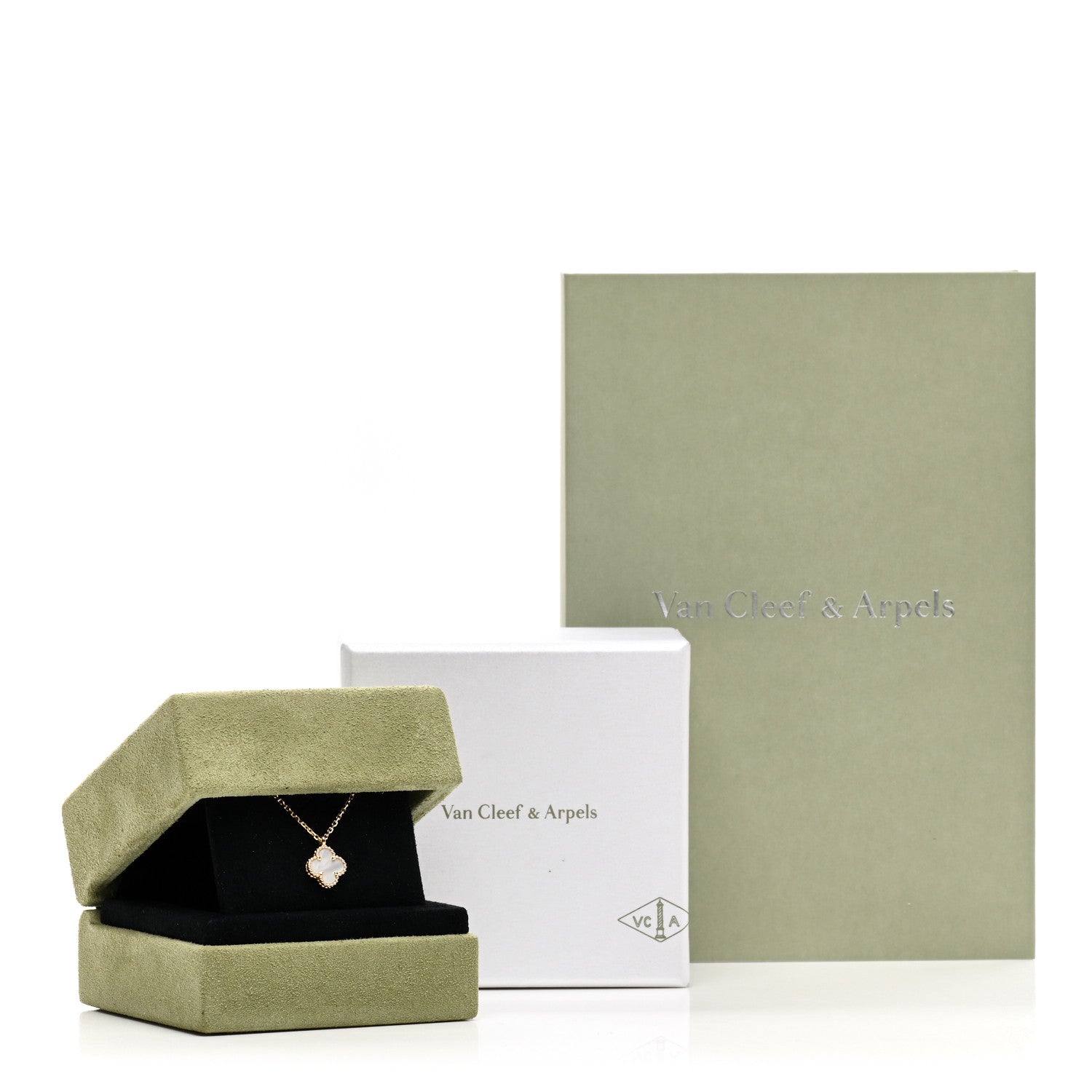 Van Cleef & Arpels 18K Yellow Gold Mother of Pearl Sweet Alhambra Pendant Necklace 6 of 6