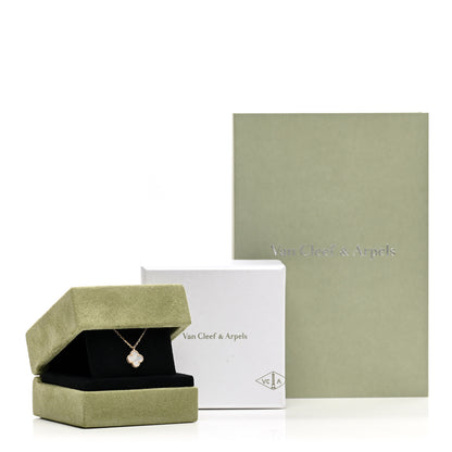 Van Cleef & Arpels 18K Yellow Gold Mother of Pearl Sweet Alhambra Pendant Necklace 6 of 6