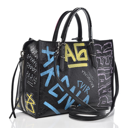 Balenciaga Agneau Graffiti Papier A6 Zip Around Tote Black 3 of 8