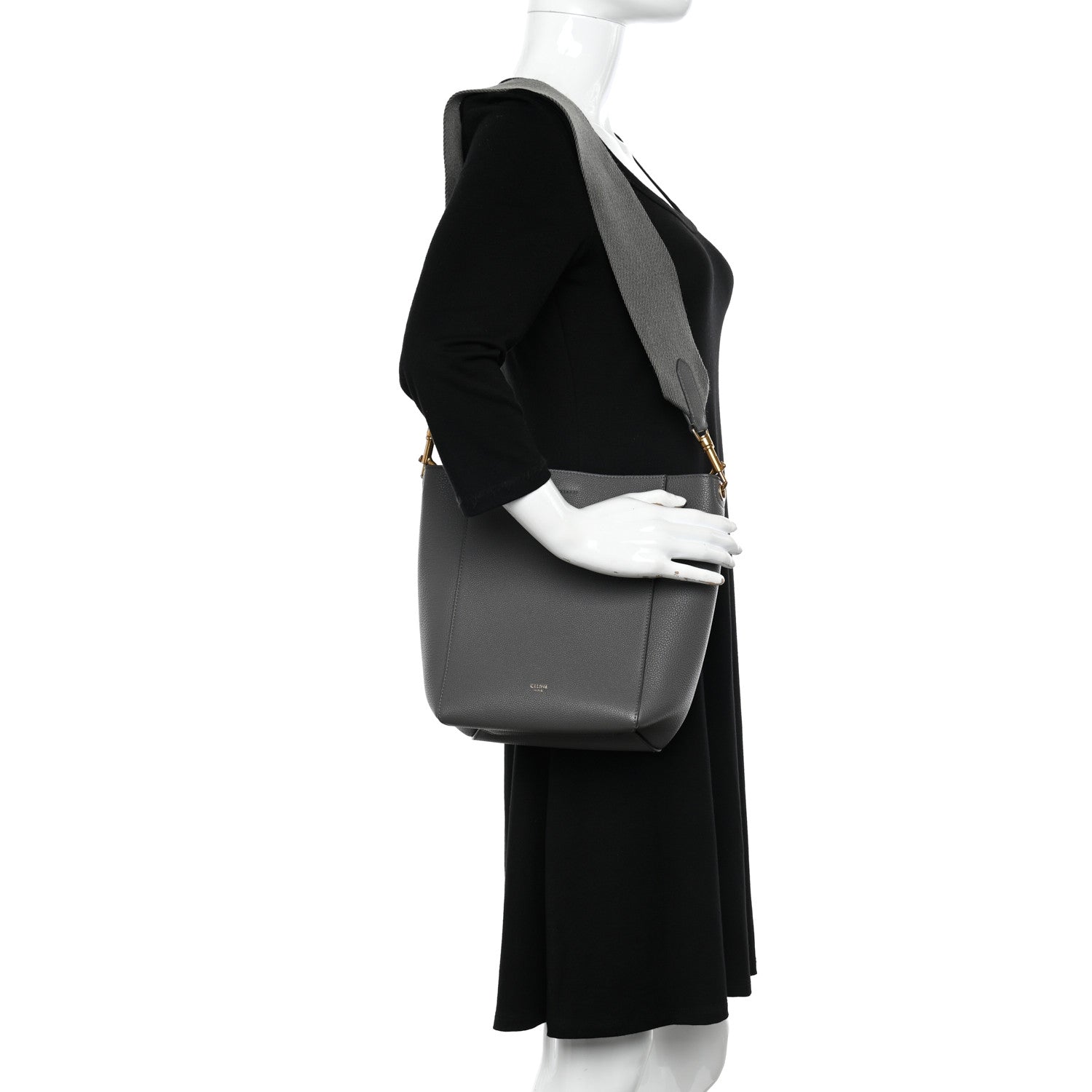 Celine Soft Grained Calfskin Small Sangle Bucket Bag Kohl 2 of 12