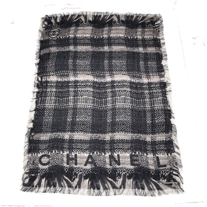 Chanel Silk CC Logo Scarf Black White 3 of 5