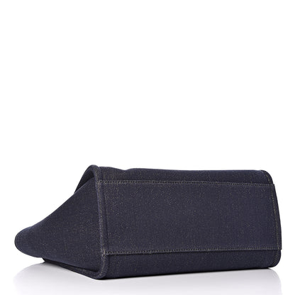 Chanel Lurex Canvas Medium Deauville Tote Navy Blue Gold 4 of 10