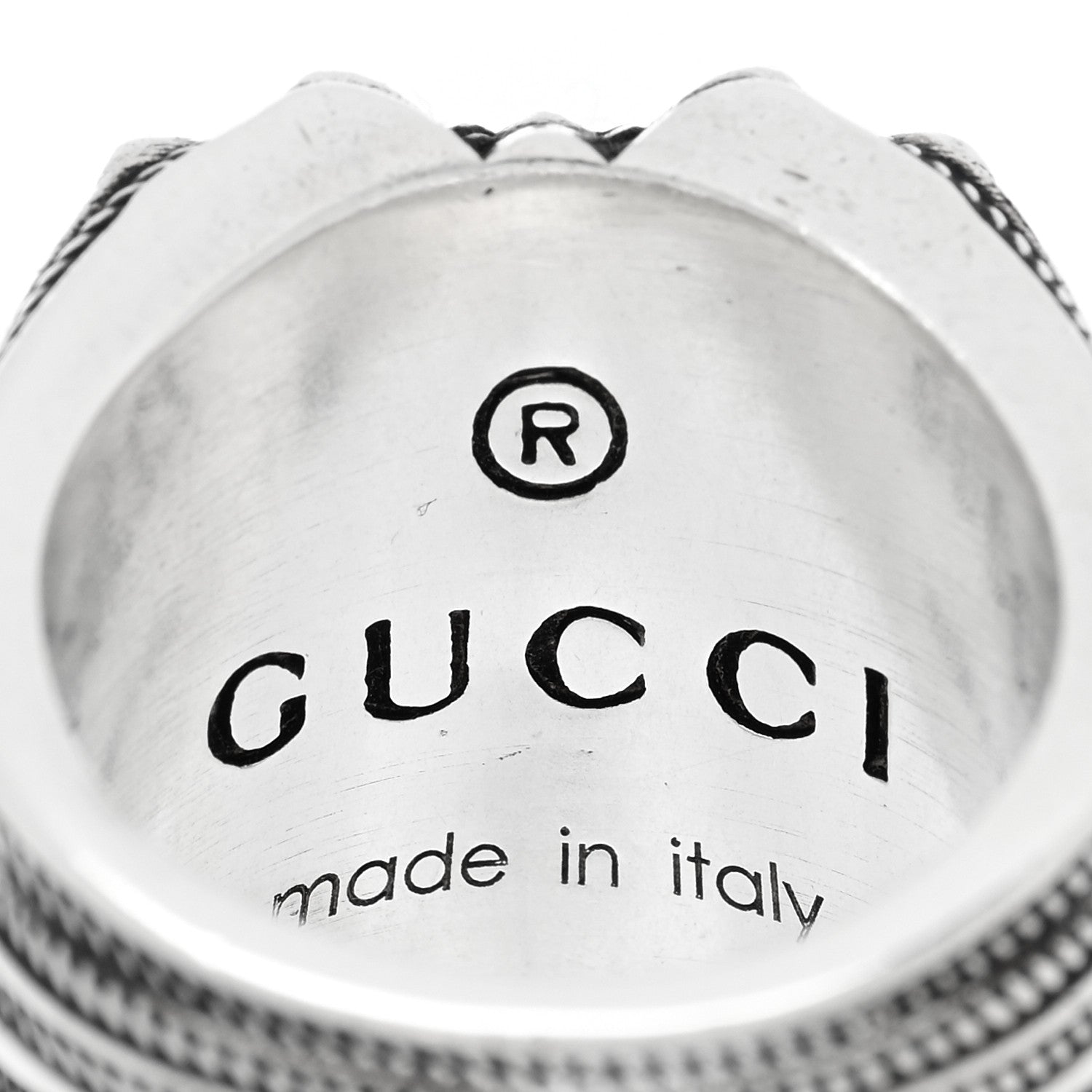 Gucci Sterling Silver Resin Heart Ring 48 4.5 Black 4 of 5