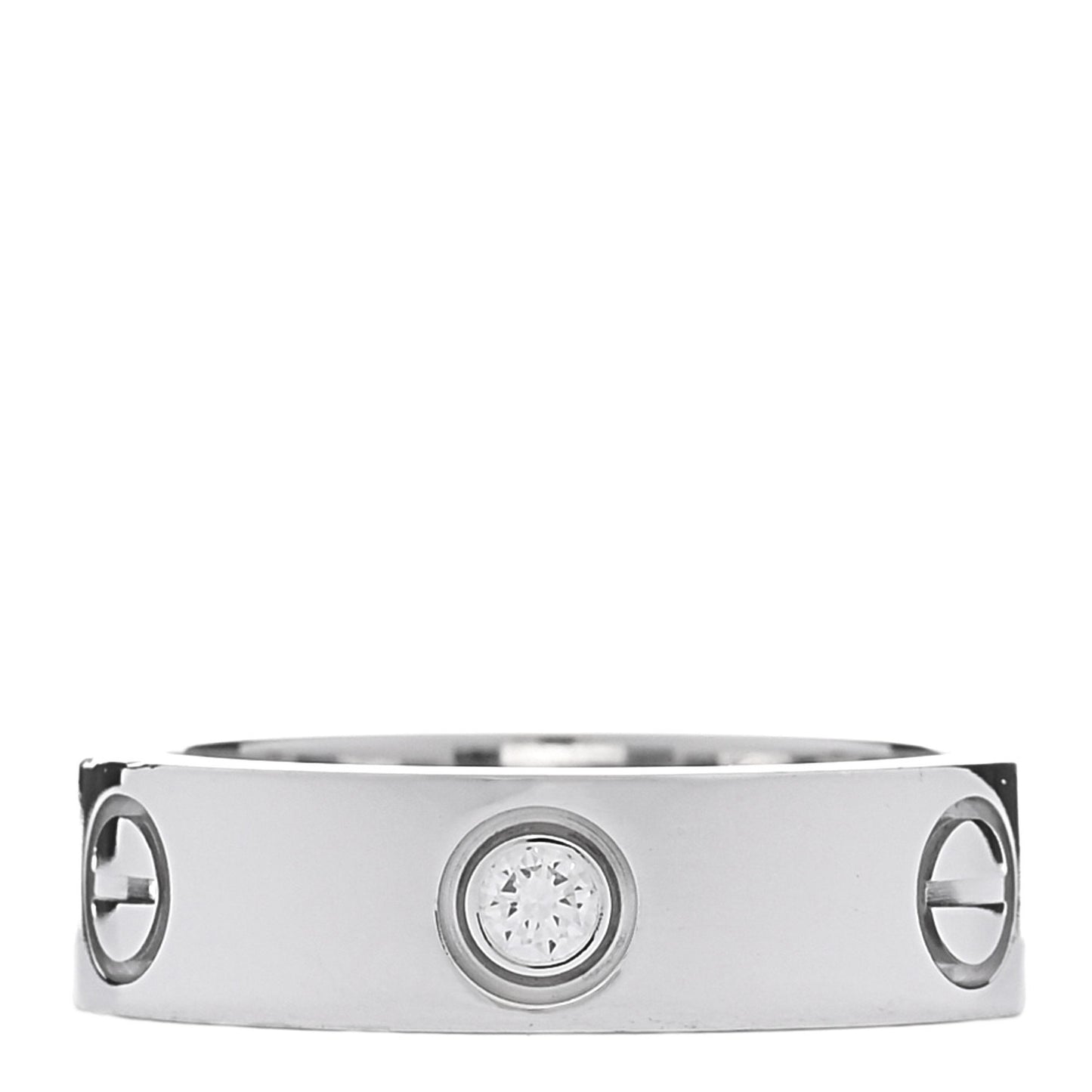 18K White Gold 3 Diamond 5.5mm LOVE Ring 54 7