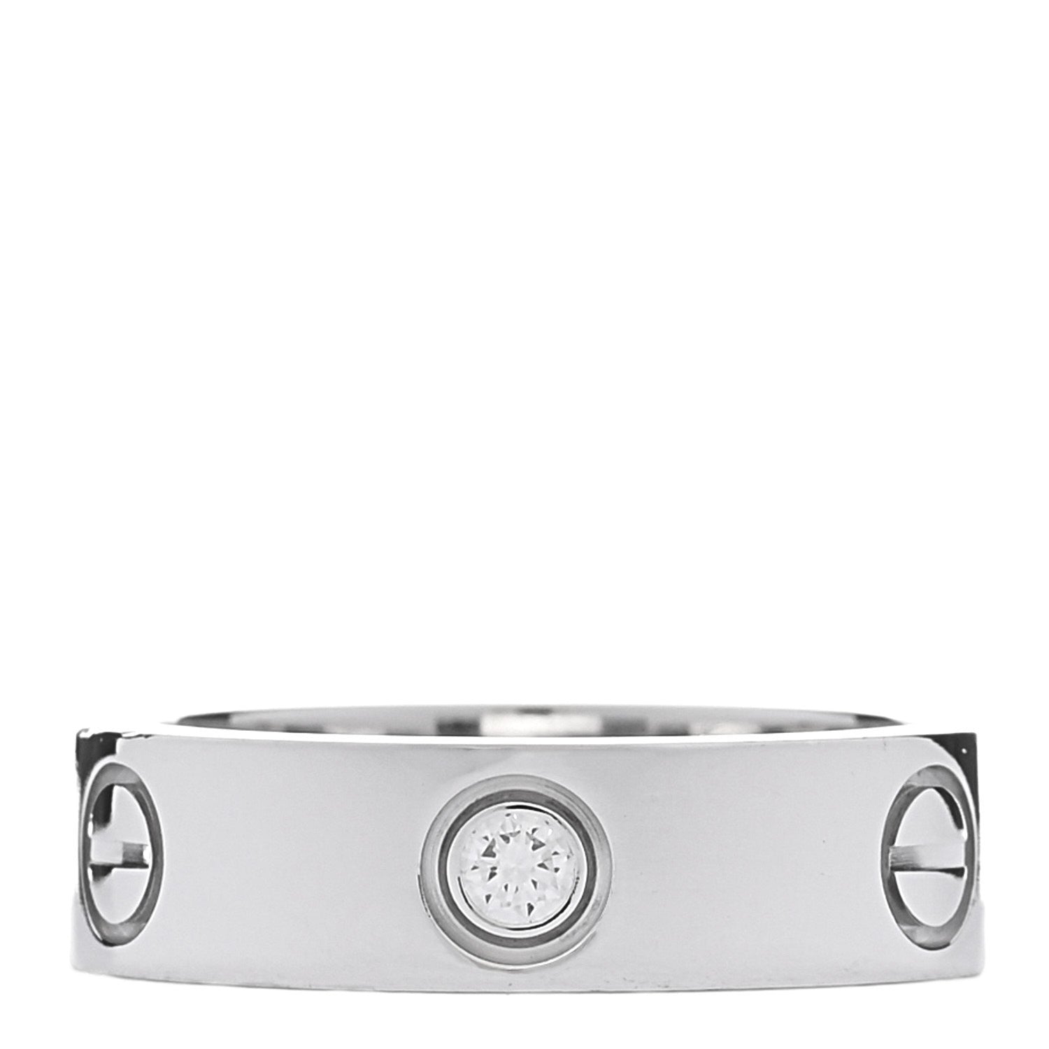 Cartier 18K White Gold 3 Diamond 5.5mm LOVE Ring 54 7 1 of 5