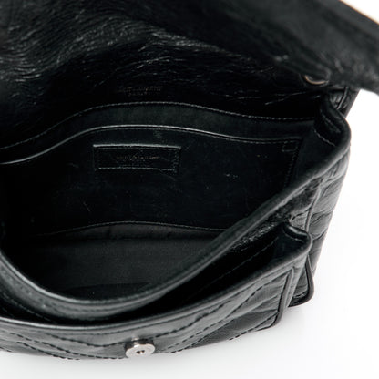 Saint Laurent Crinkled Calfskin Matelasse Monogram Baby Niki Chain Satchel Black 5 of 11