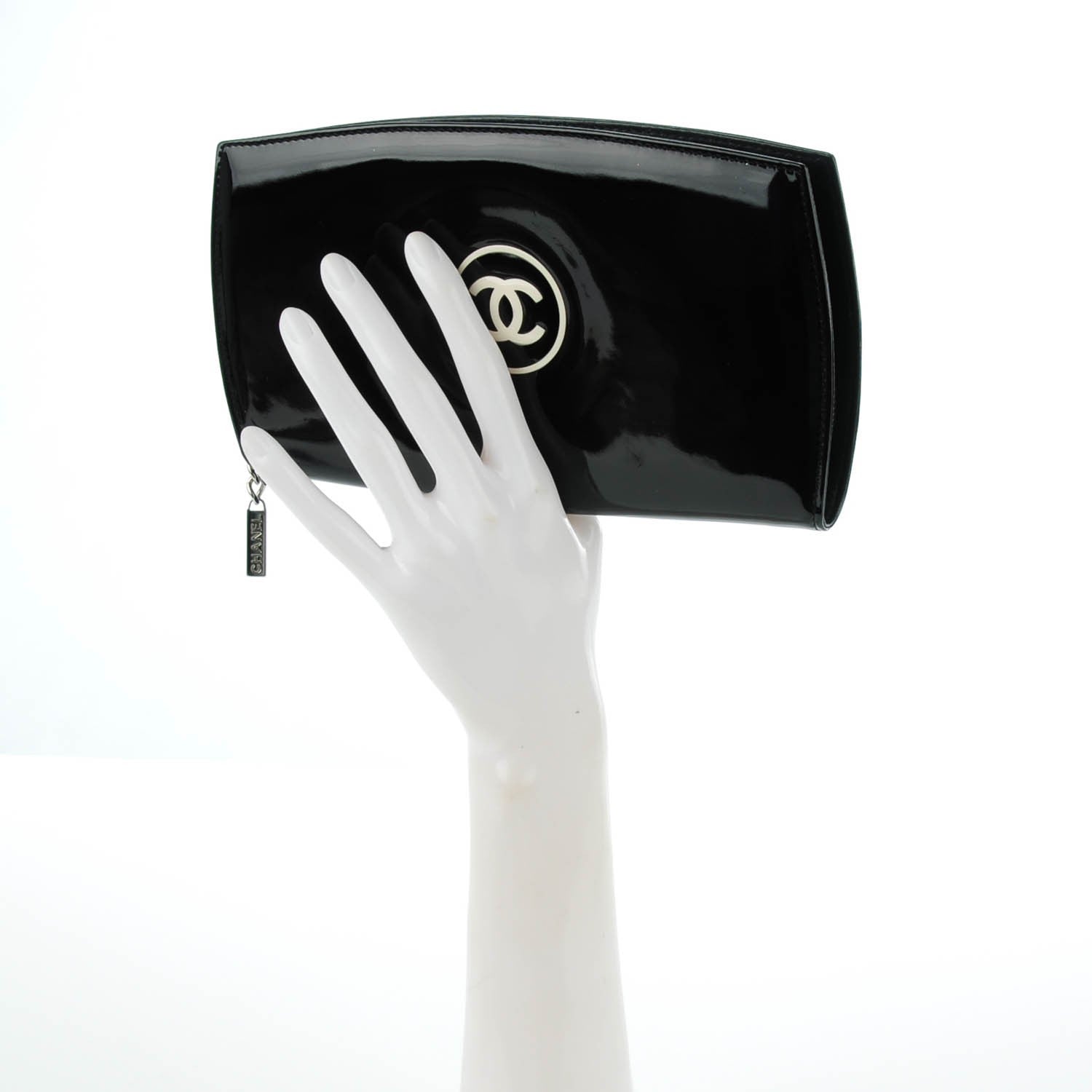 Chanel Patent Large CC Compact Zip Gusset Wallet Black 2 of 8