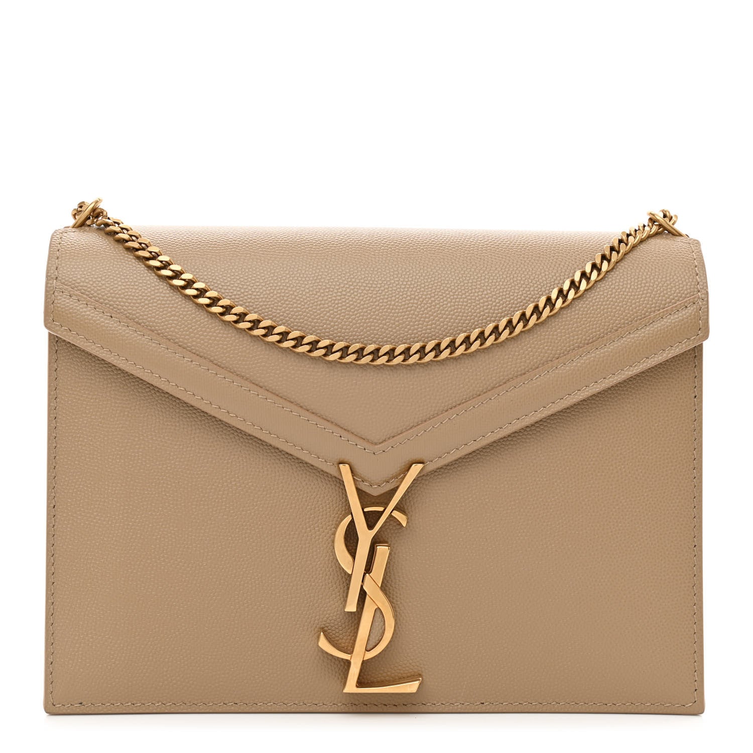 Saint Laurent Grain De Poudre Monogram Cassandra Clasp Bag Latte 1 of 9