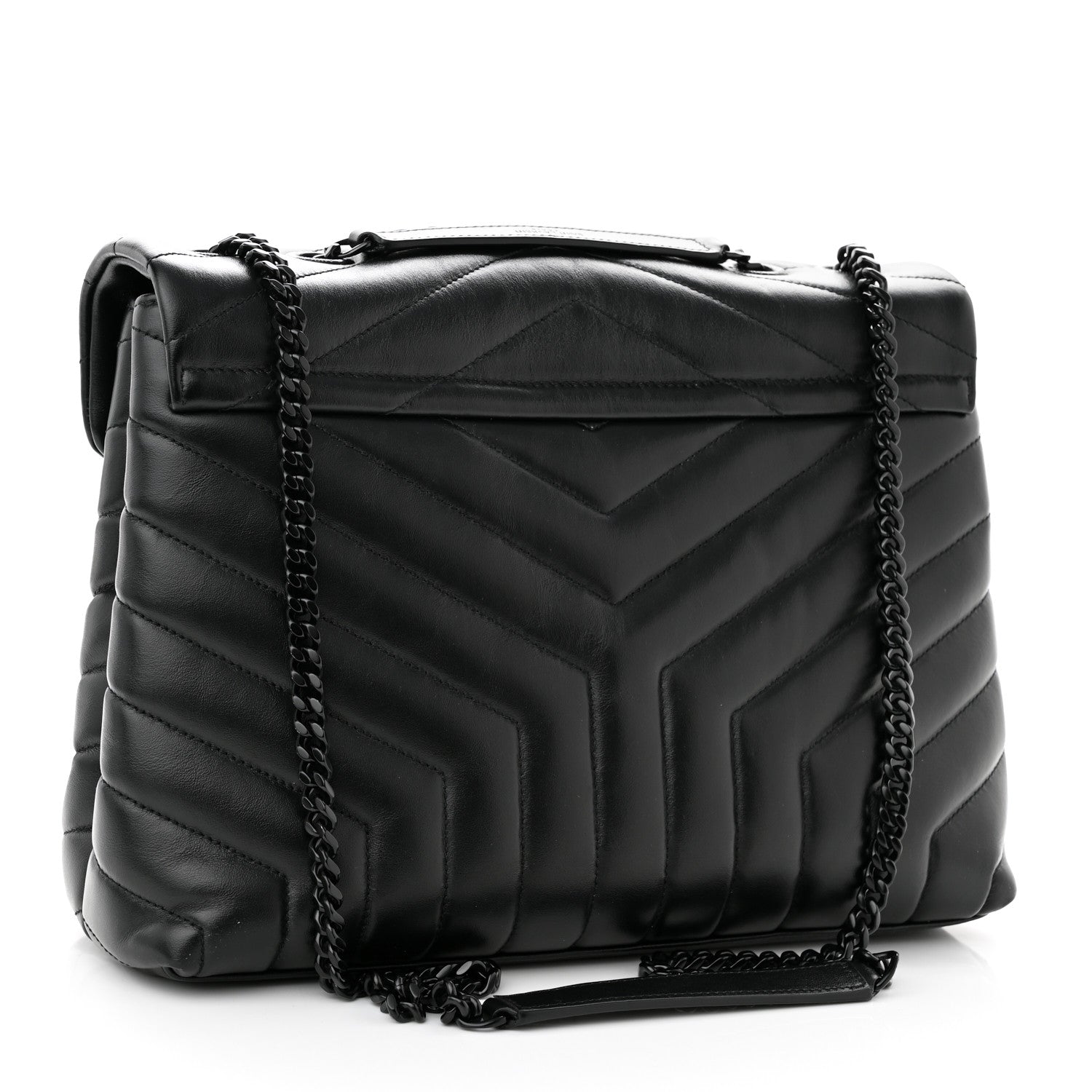 Saint Laurent Calfskin Y Quilted Monogram Monochrome Medium Loulou Chain Satchel Black 2 of 10