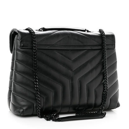 Saint Laurent Calfskin Y Quilted Monogram Monochrome Medium Loulou Chain Satchel Black 2 of 10