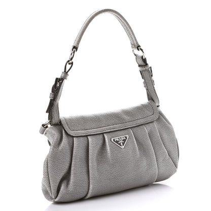 Prada Metallic Goatskin Shoulder Flap Bag Silver 3 of 9