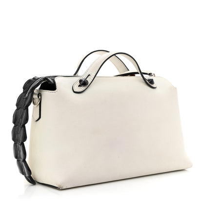 Fendi Vitello Dolce Croc Tail Medium By The Way Boston Bag White Black 2 of 12