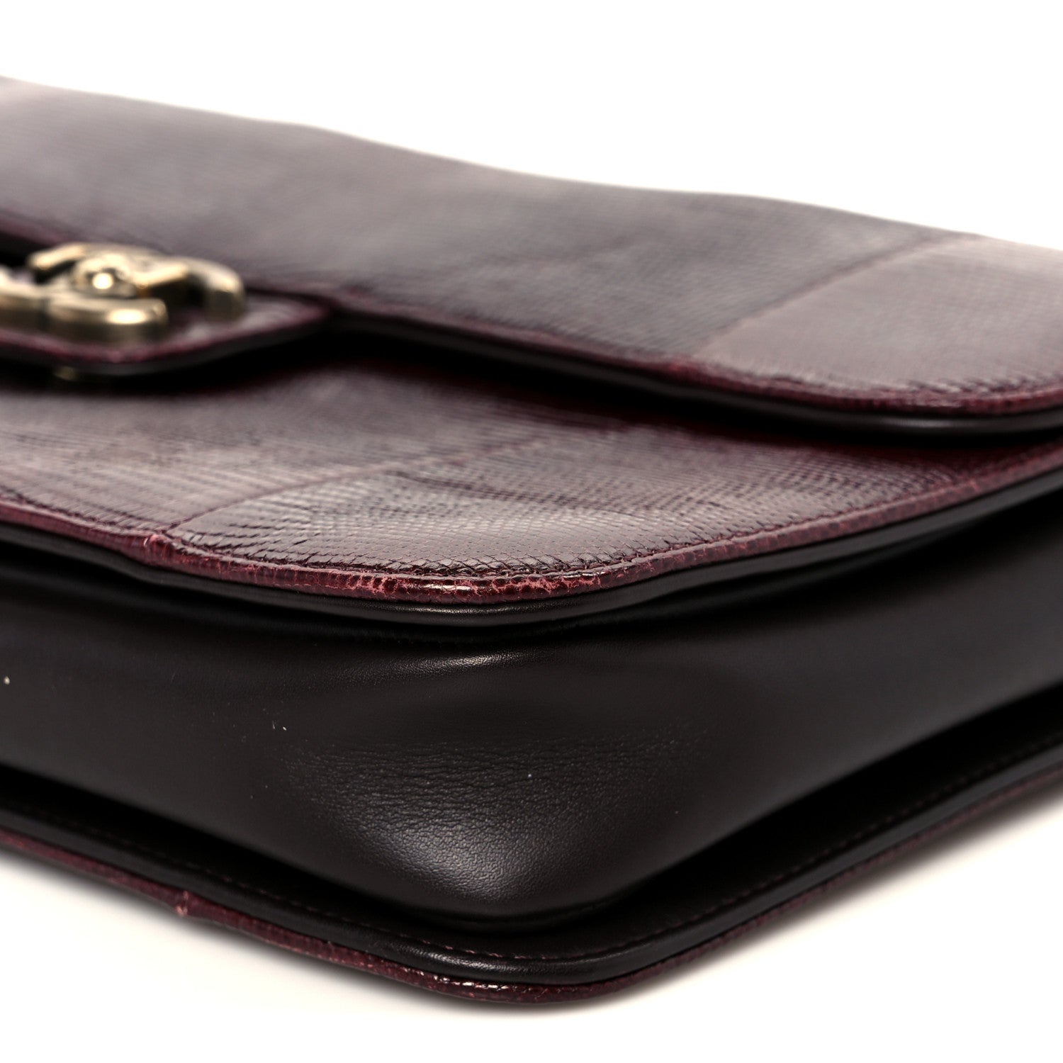 Chanel Lizard Lambskin Quilted Large Perfect Edge Flap Burgundy 10 of 10